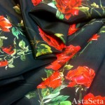 Атлас черный с розами