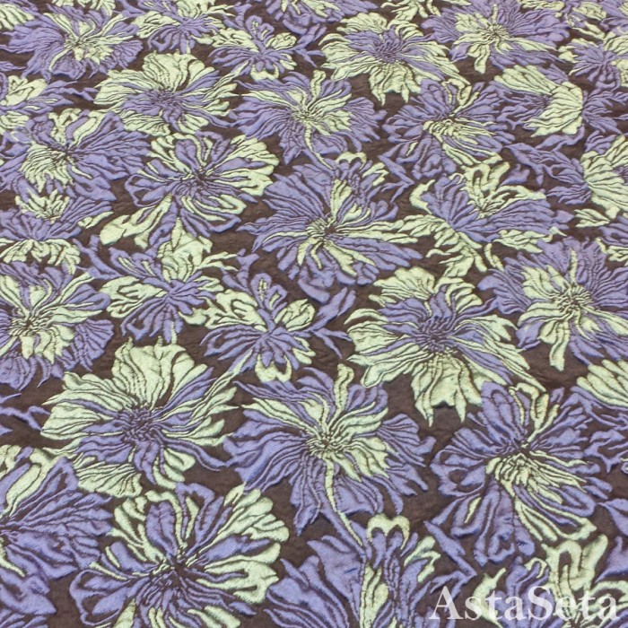 Жаккард сине-зеленые цветы