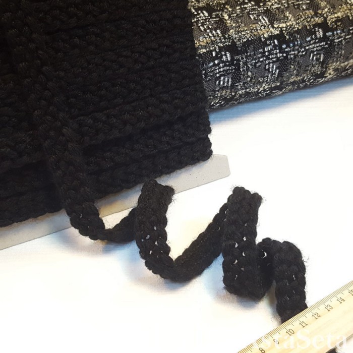 Тесьма шанель черная вязанная 10 мм