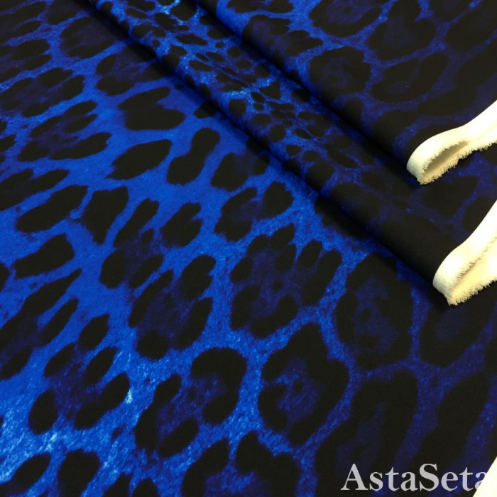 Креп леопардовый ярко-синий