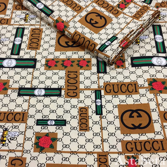 Штапель Gucci бежевый с логотипами