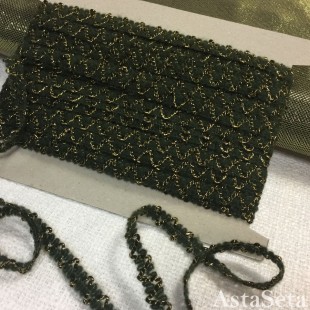 Тесьма шанель зеленая с золотым зиг-загом