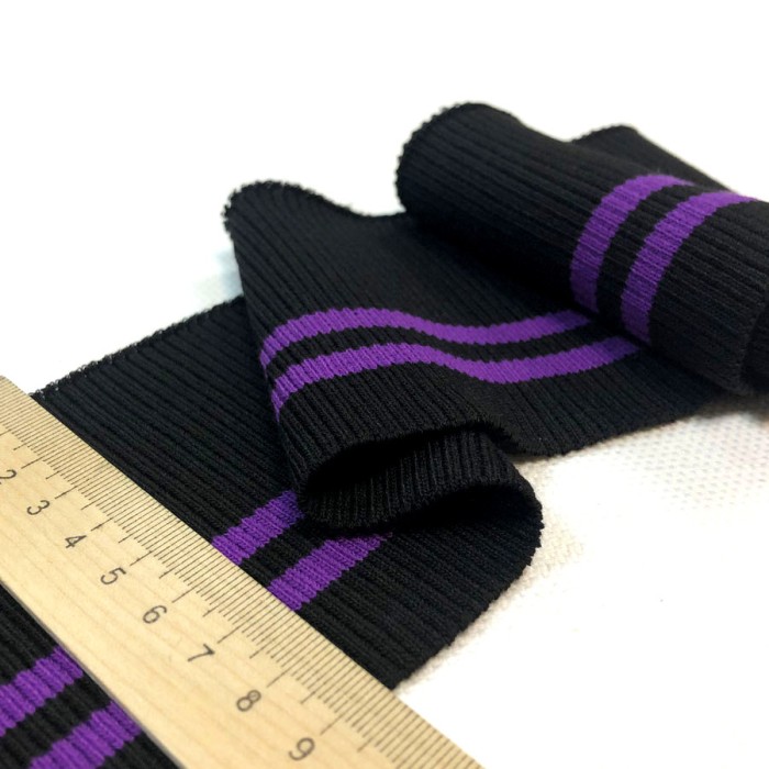 Подвяз черный с фиолетовыми полосками 8см